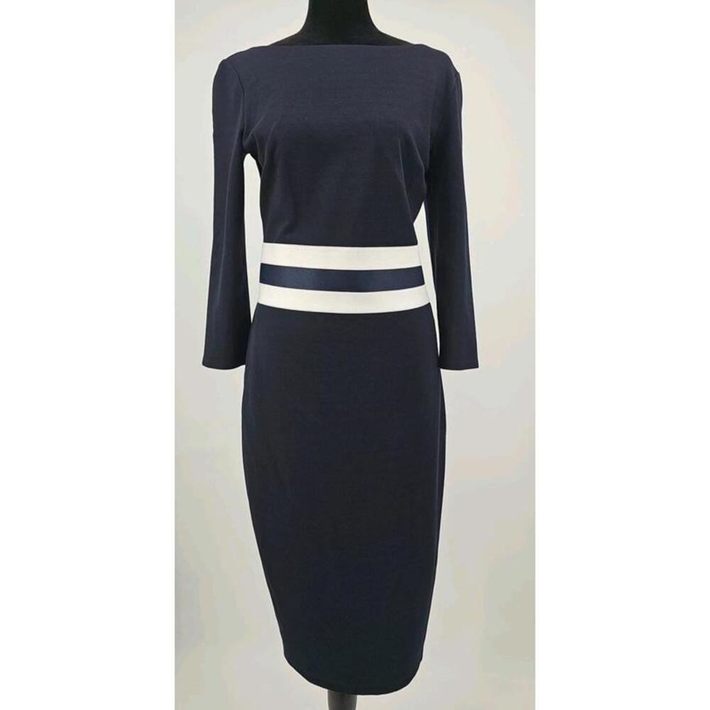 Bailey/44 Black Dress Medium Blue Bodycon Long Sleeve With Low Back